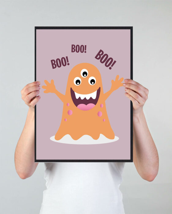 Monster plakat til børneværelset. Denne søde monster plakat er i en flot lyserød farve, som passer perfekt til børneværelset.