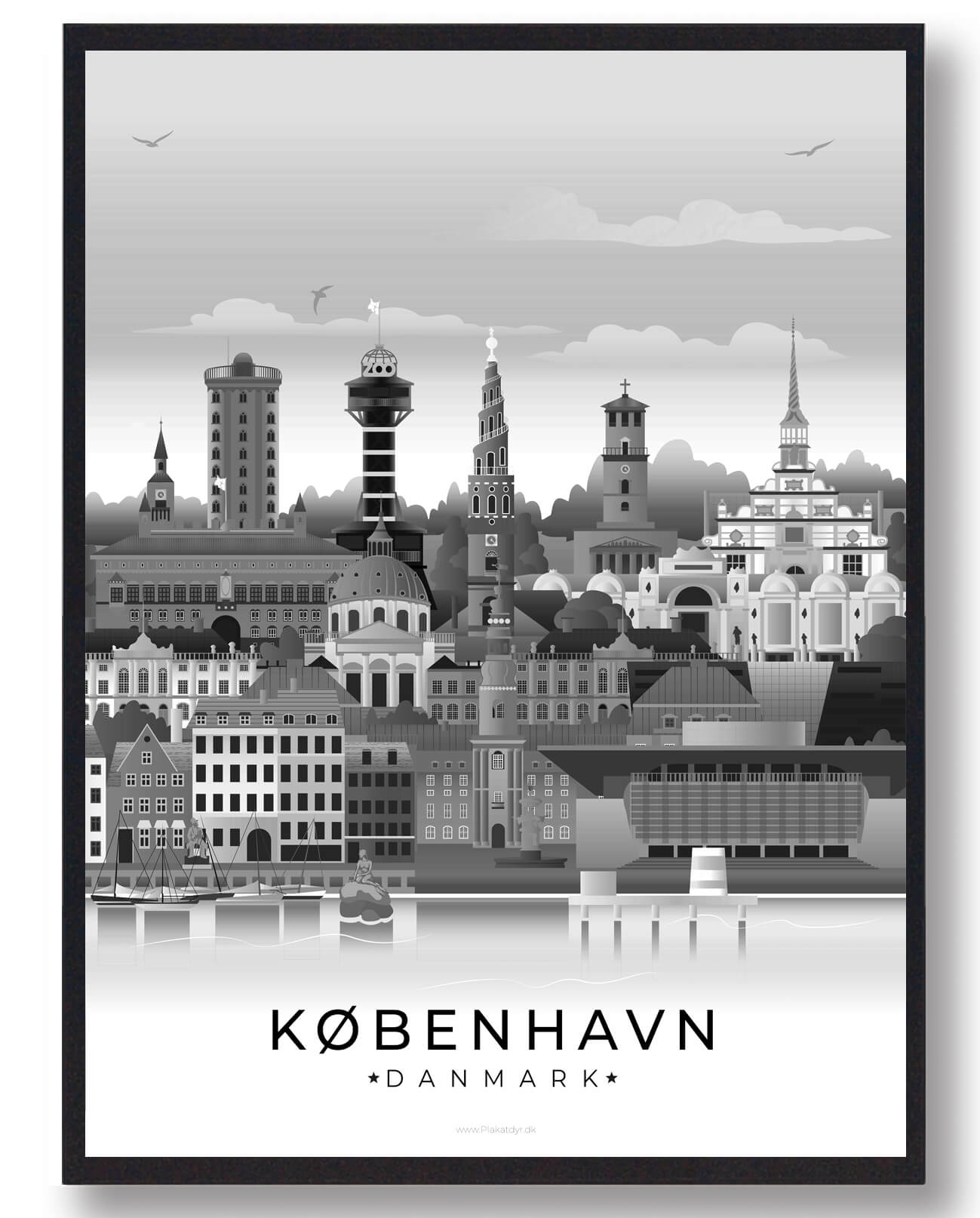 Se København plakat - sort (Størrelse: XL - 70x100cm) hos Plakatdyr.dk