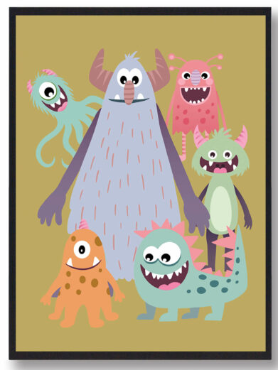 Billig monsterplakat som passer godt til børneværelset. Denne billige monsterplakat er i en flot gul farve, som passer perfekt til børneværelset.