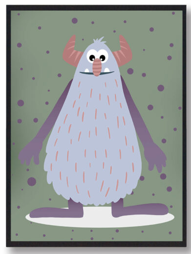Monsterplakat med stor monster til børneværelset. Denne monsterplakat er i en flot grøn nuance, som passer perfekt til børneværelset.