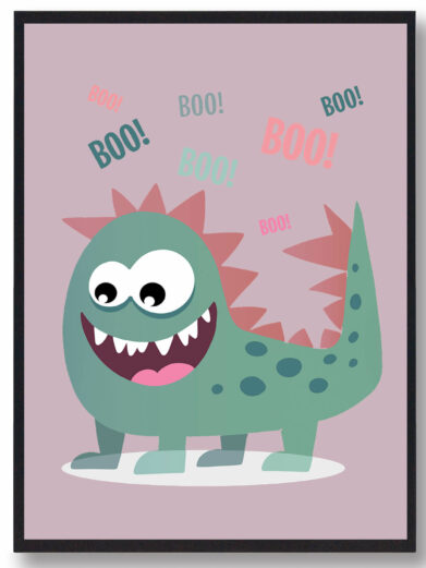 Sød monsterplakat til børneværelset. Denne monsterplakat er i en flot lyserød farve, som passer perfekt til børneværelset.