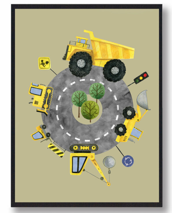 O-vejbane - håndtegnet plakat (gul)