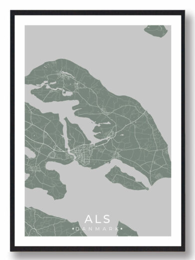 Als plakat i stilrent design. Denne Als byplakat er med grøn baggrund og viser Als fra sin smukkeste side
