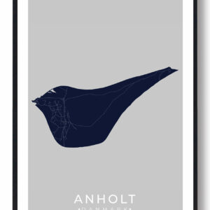 Anholt plakat - mørkeblå