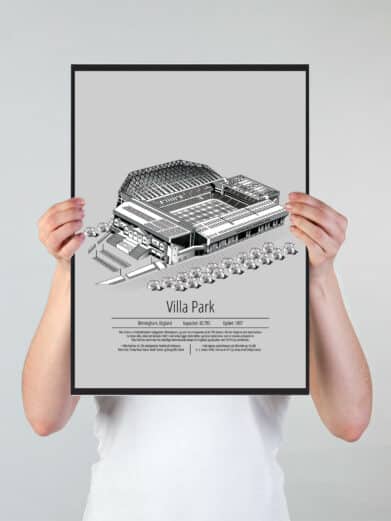 Fodbold plakat med Aston Villa. Denne fodbold plakat med Aston Villa er i flot stilren grå baggrund