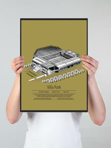 Fodbold plakat med Aston Villa. Denne fodbold plakat med Aston Villa er i flot stilren gul baggrund