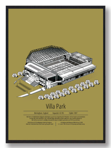 Fodbold plakat med Aston Villa. Denne fodbold plakat med Aston Villa er i flot stilren gul baggrund