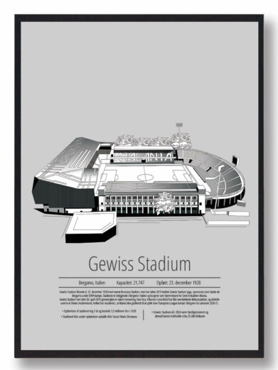 Fodbold plakat med Atalanta. Denne fodbold plakat med Atalanta er i flot stilren grå baggrund