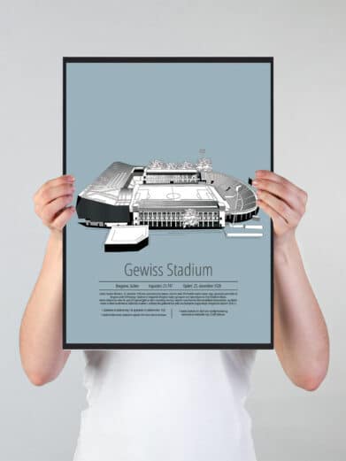 Fodbold plakat med Atalanta. Denne fodbold plakat med Atalanta er i flot stilren lyseblå baggrund