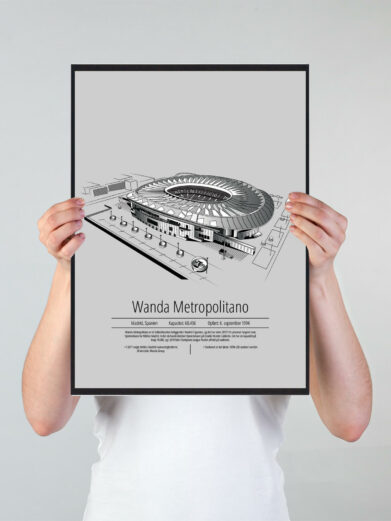 Fodbold plakat med Atlético Madrid. Denne fodbold plakat med Atlético Madrid er i flot stilren grå baggrund