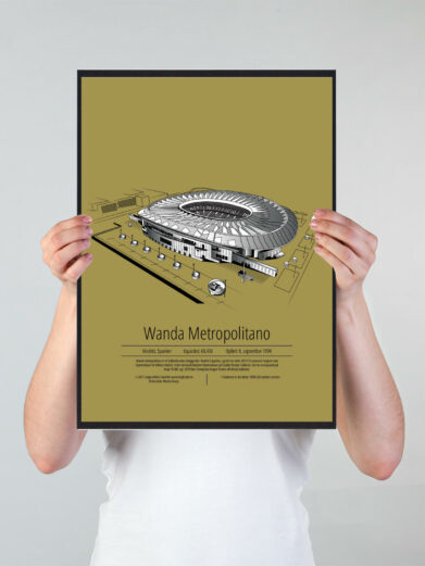 Fodbold plakat med Atlético Madrid. Denne fodbold plakat med Atlético Madrid er i flot stilren gul baggrund