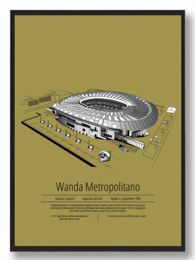 Fodbold plakat med Atlético Madrid. Denne fodbold plakat med Atlético Madrid er i flot stilren gul baggrund