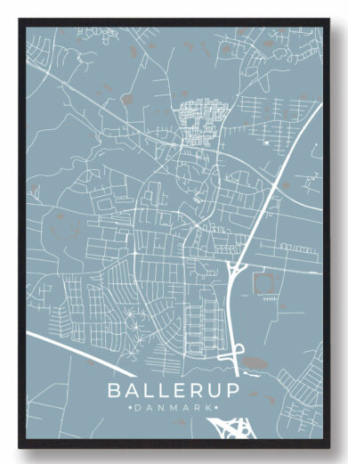 Ballerup byplakat i stilrent design. Denne Ballerup byplakat er med lyseblå baggrund og viser Ballerup fra sin smukkeste side