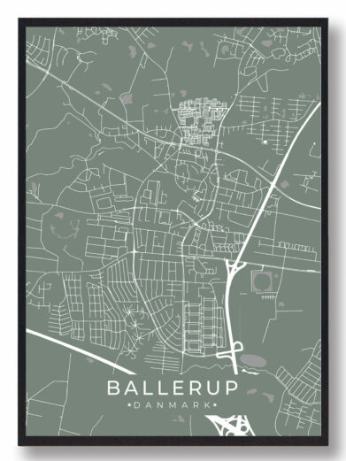 Ballerup byplakat i stilrent design. Denne Ballerup byplakat er med grøn baggrund og viser Ballerup fra sin smukkeste side