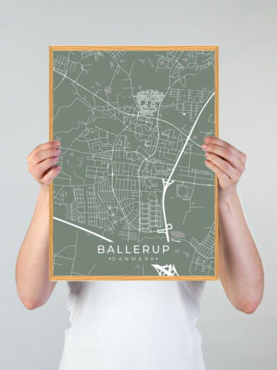 Ballerup by plakat med grøn baggrund. Denne Ballerup plakat med området som motiv viser Ballerup fra sin smukkeste side
