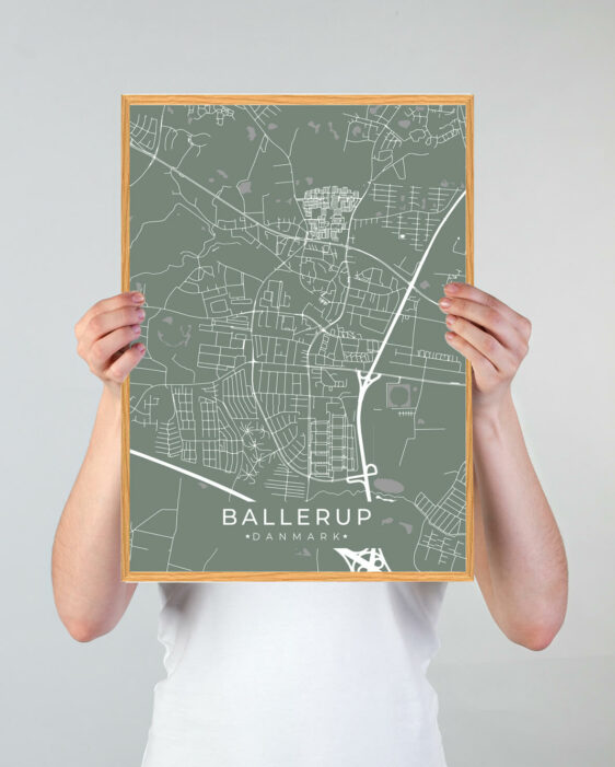 Ballerup by plakat med grøn baggrund. Denne Ballerup plakat med området som motiv viser Ballerup fra sin smukkeste side