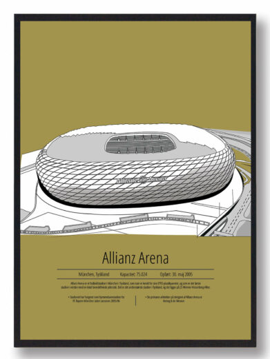 Fodbold plakat med Bayern München. Denne fodbold plakat med Bayern München er i flot stilren gul baggrund