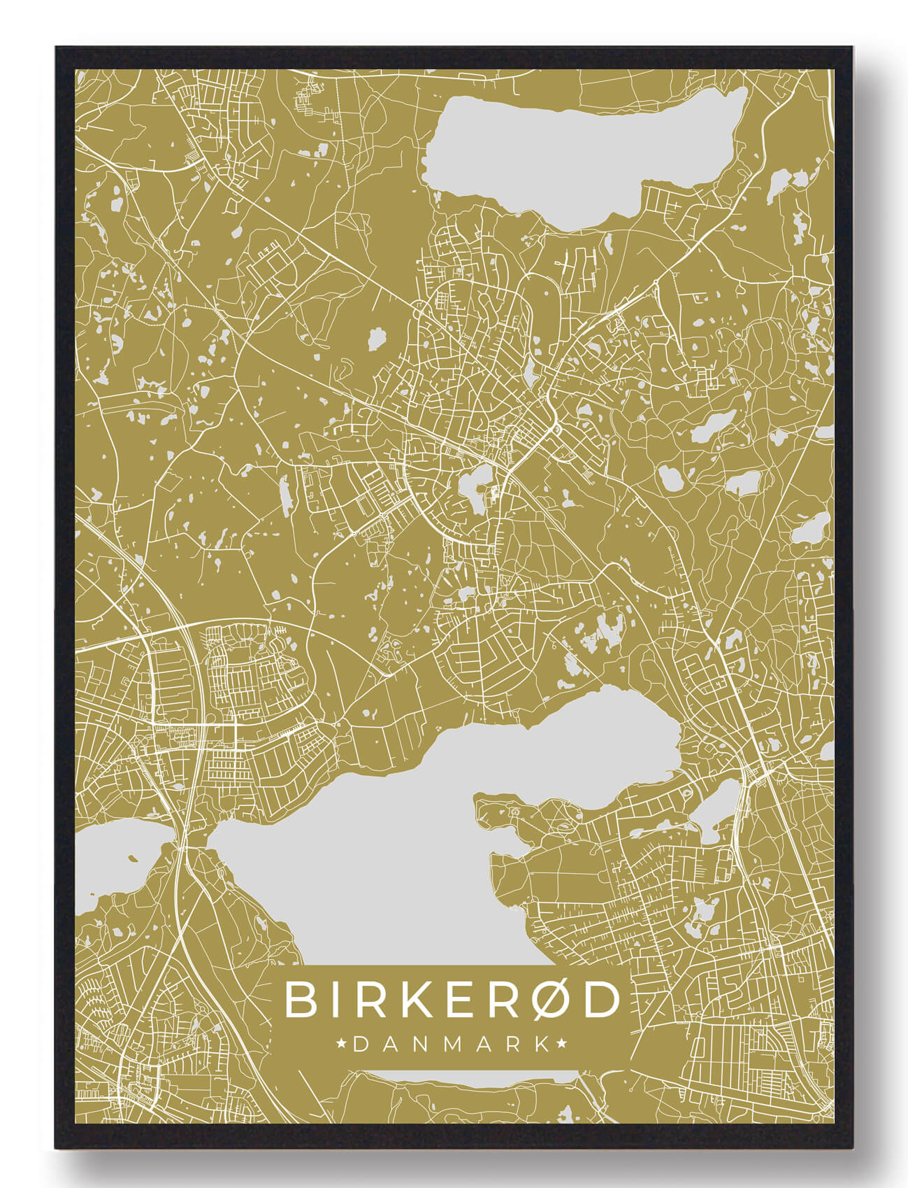 Billede af Birkerød plakat - gul (Størrelse: M - 30x40cm)