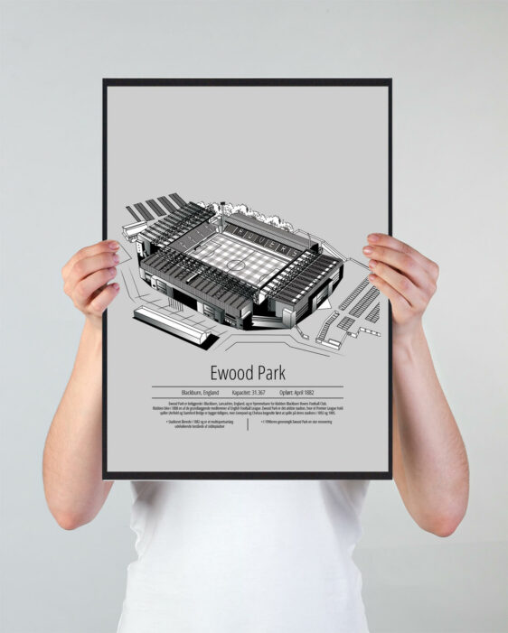 Fodbold plakat med Blackburn Rovers. Denne fodbold plakat med Blackburn Rovers er i flot stilren grå baggrund