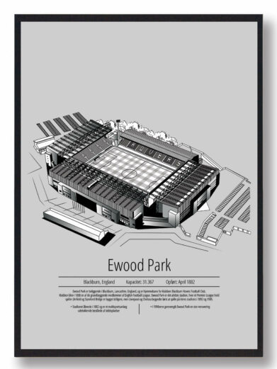 Fodbold plakat med Blackburn Rovers. Denne fodbold plakat med Blackburn Rovers er i flot stilren grå baggrund