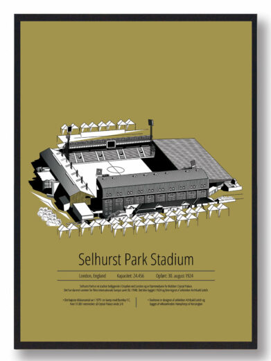 Fodbold plakat med Crystal Palace. Denne fodbold plakat med Crystal Palace er i flot stilren gul baggrund