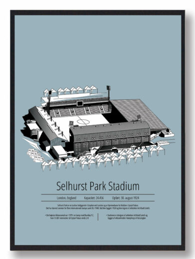 Fodbold plakat med Crystal Palace. Denne fodbold plakat med Crystal Palace er i flot stilren lyseblå baggrund