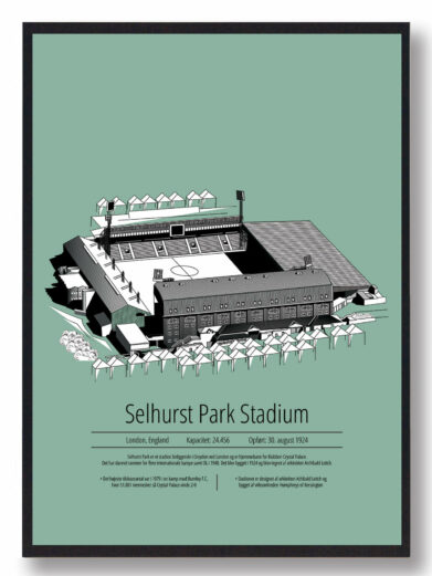 Fodbold plakat med Crystal Palace. Denne fodbold plakat med Crystal Palace er i flot stilren grøn baggrund