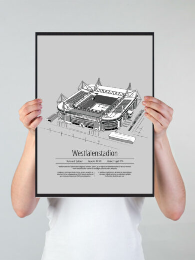 Fodbold plakat med Dortmund. Denne fodbold plakat med Dortmund er i flot stilren grå baggrund
