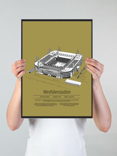 Fodbold plakat med Dortmund. Denne fodbold plakat med Dortmund er i flot stilren gul baggrund