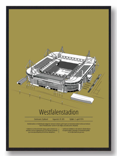 Fodbold plakat med Dortmund. Denne fodbold plakat med Dortmund er i flot stilren gul baggrund