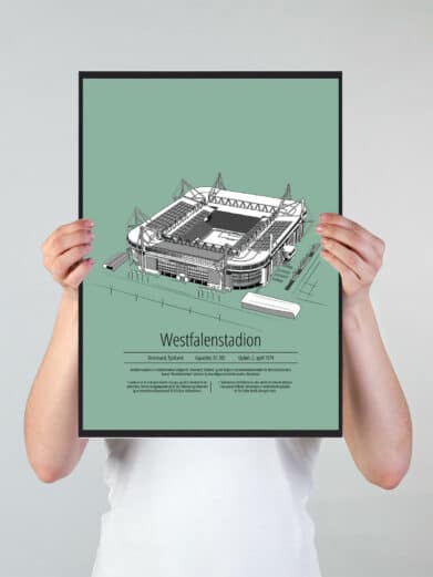 Fodbold plakat med Dortmund. Denne fodbold plakat med Dortmund er i flot stilren grøn baggrund
