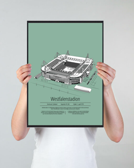 Fodbold plakat med Dortmund. Denne fodbold plakat med Dortmund er i flot stilren grøn baggrund