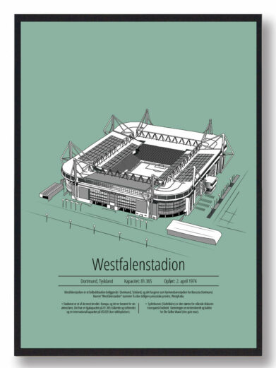 Fodbold plakat med Dortmund. Denne fodbold plakat med Dortmund er i flot stilren grøn baggrund