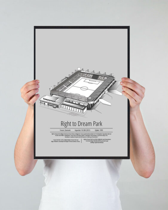 Fodbold plakat med Nordsjælland stadion. Denne fodbold plakat med Nordsjælland er i flot stilren grå baggrund