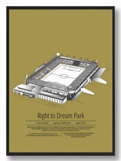 Fodbold plakat med Nordsjælland stadion. Denne fodbold plakat med Nordsjælland er i flot stilren gul baggrund
