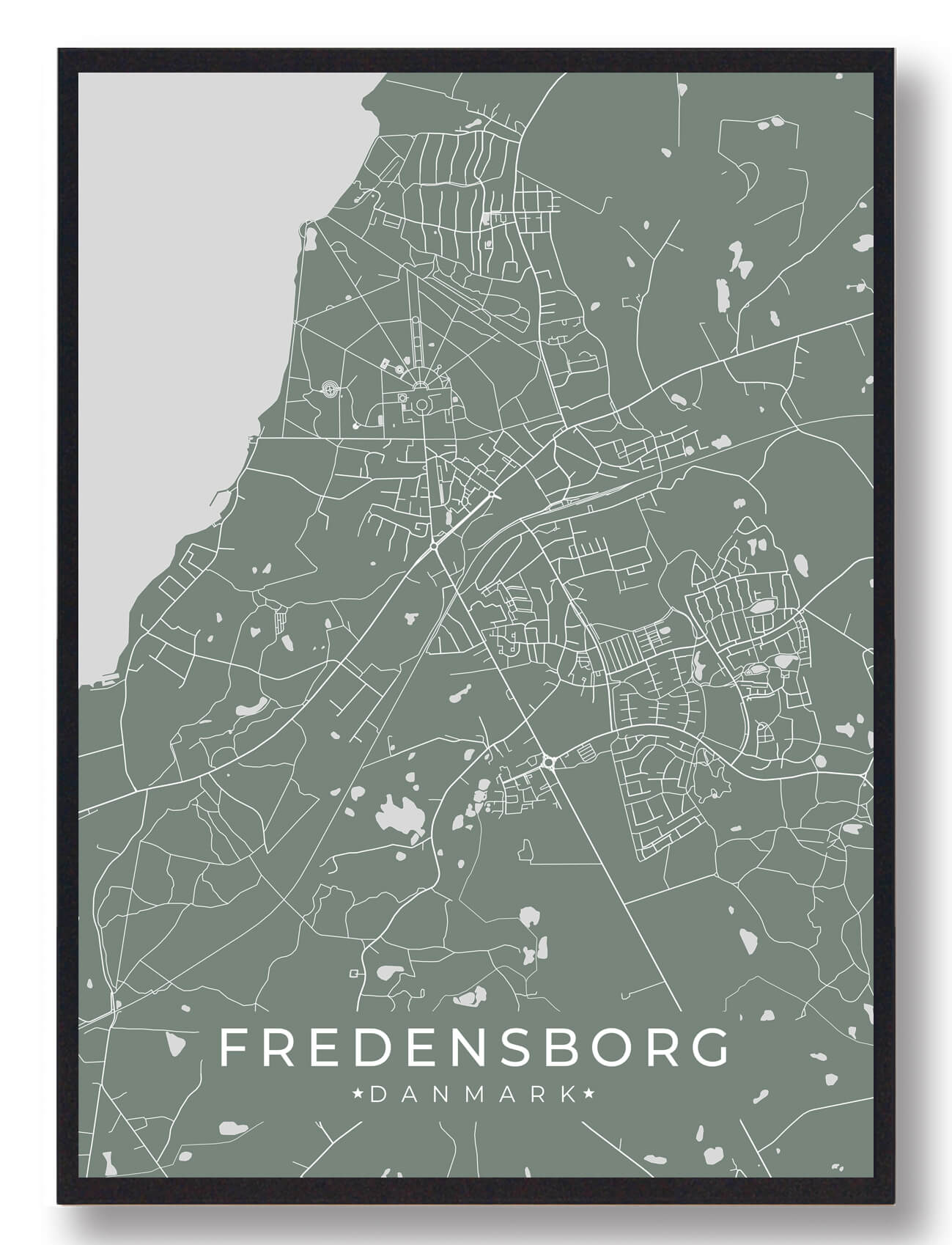 Fredensborg plakat - grøn (Størrelse: M - 30x40cm)