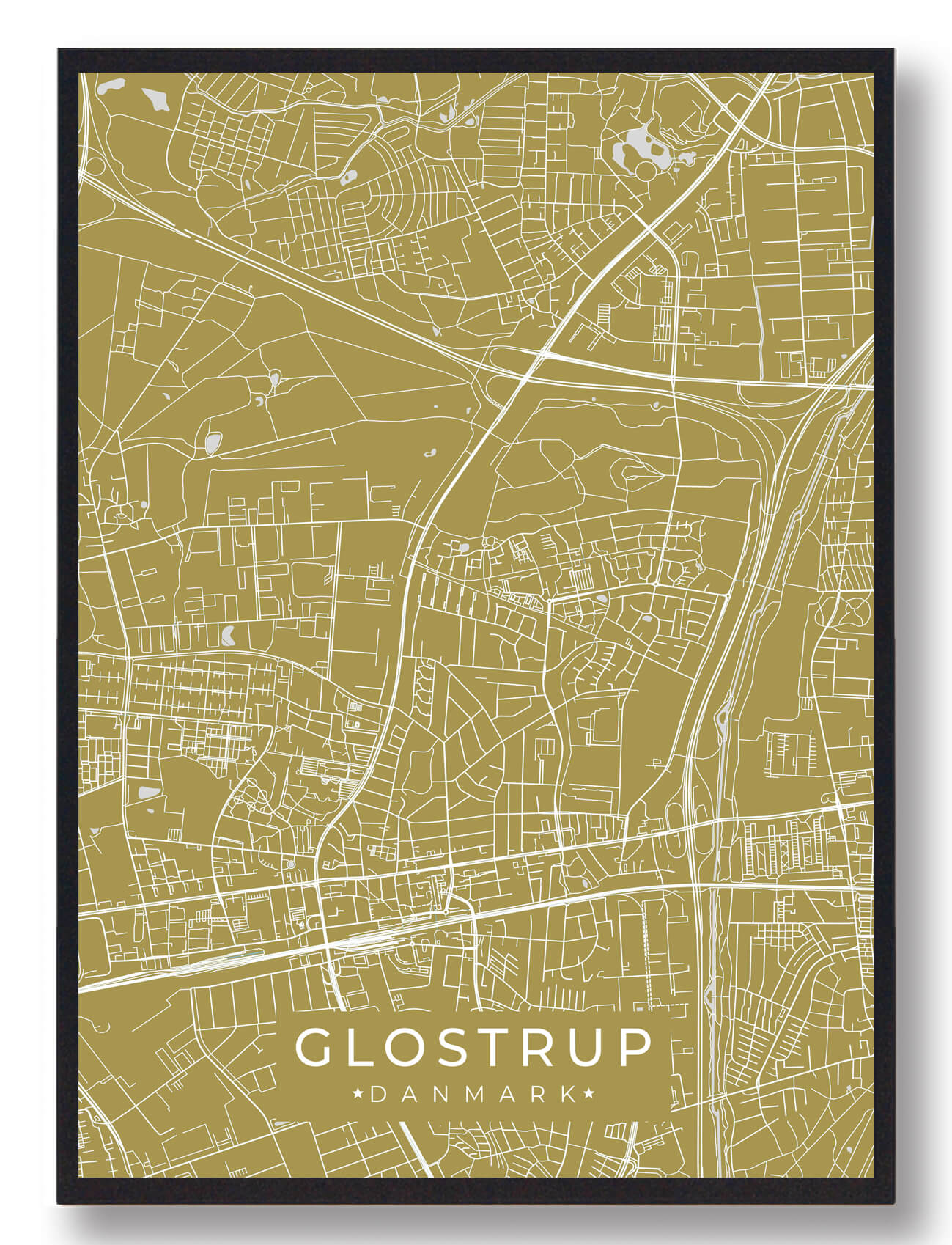 Glostrup plakat - gul (Størrelse: S - 21x29,7cm (A4))