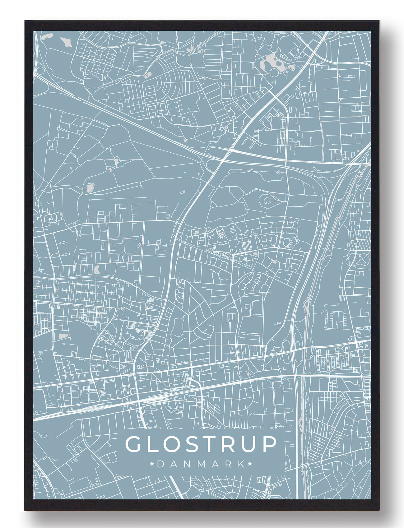 Glostrup plakat - lyseblå (Størrelse: S - 21x29,7cm (A4))
