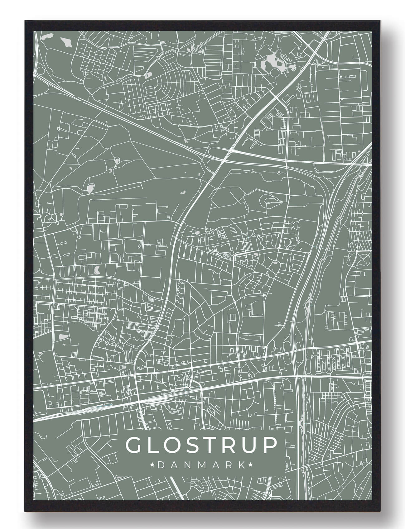 Glostrup plakat - grøn (Størrelse: M - 30x40cm)