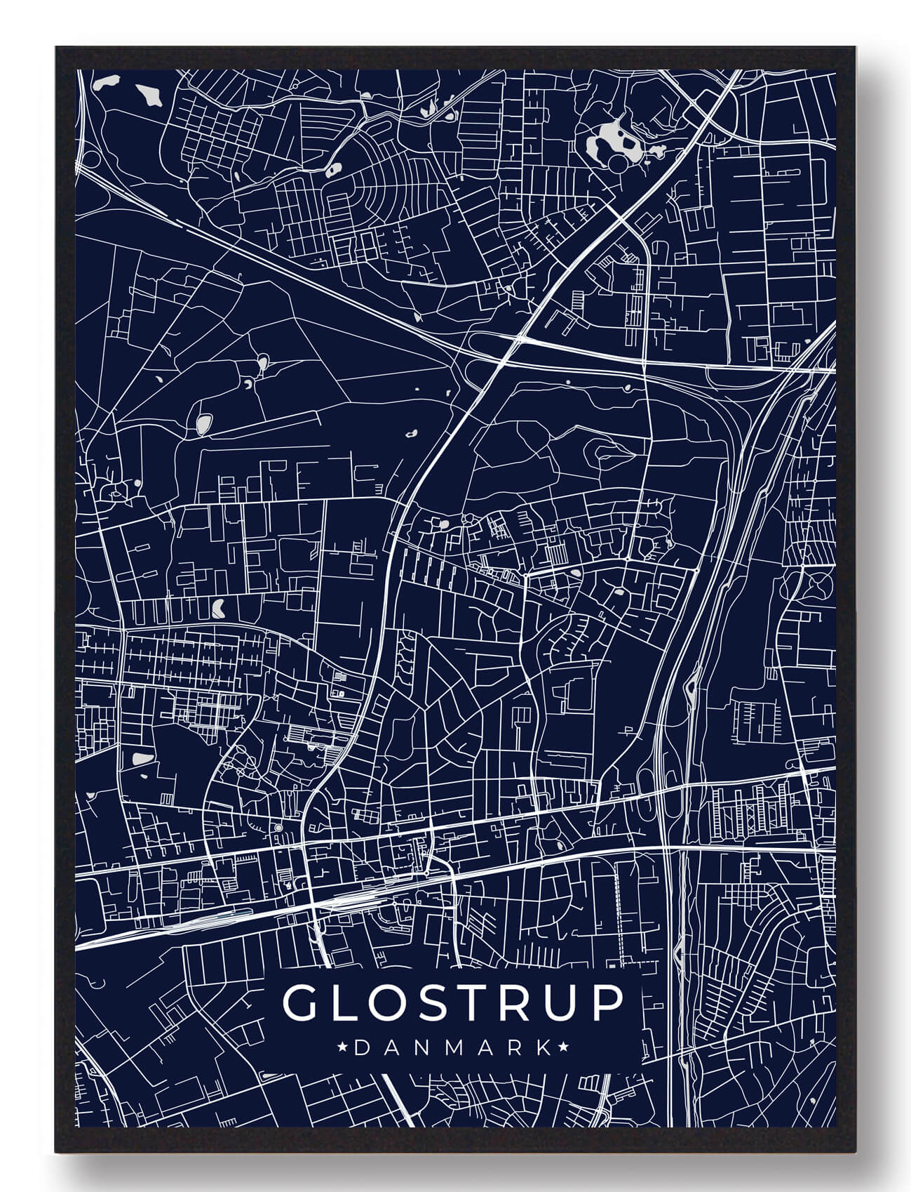 Glostrup plakat - mørkeblå (Størrelse: S - 21x29,7cm (A4))