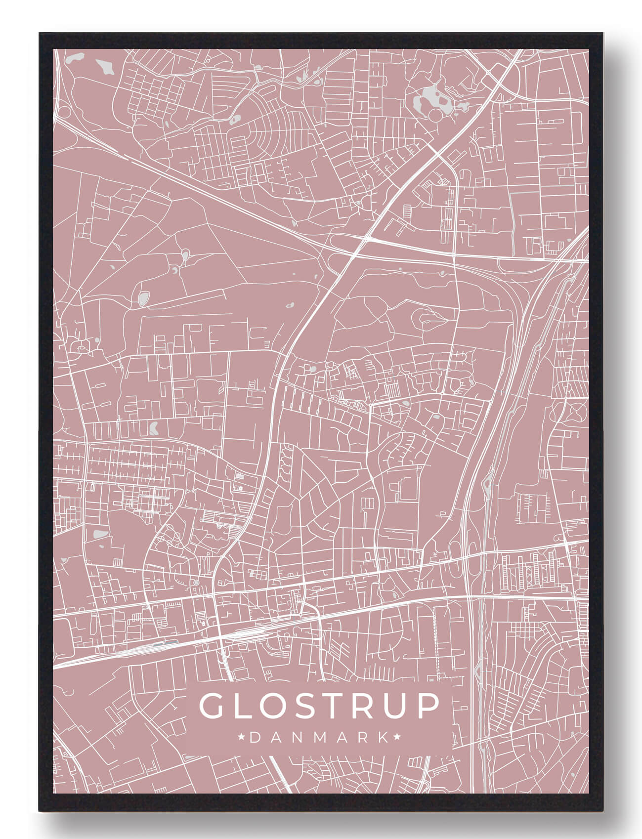 Glostrup plakat - rosa (Størrelse: M - 30x40cm)