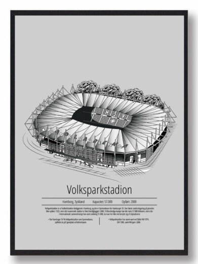 Fodbold plakat med Hamburger stadion. Denne fodbold plakat med Hamburger er i flot stilren grå baggrund