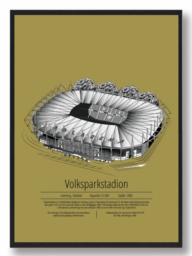 Fodbold plakat med Hamburger stadion. Denne fodbold plakat med Hamburger er i flot stilren gul baggrund