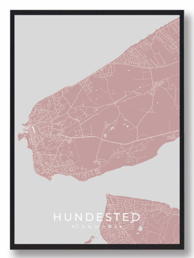 Hundested byplakat i stilrent design. Denne Horsens byplakat er med rosa baggrund og viser Horsens fra sin smukkeste side