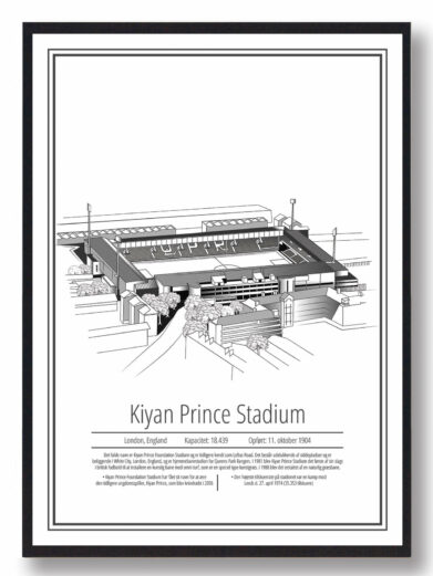 Queens Park Rangers Loftus Road plakat i grøn. Detaljeret illustration af stadion. Perfekt for fodboldfans. Køb nu på tilbud!