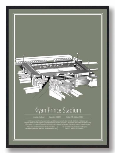 Queens Park Rangers Loftus Road plakat i mintgrøn. Detaljeret illustration af stadion. Perfekt for fans af QPR!