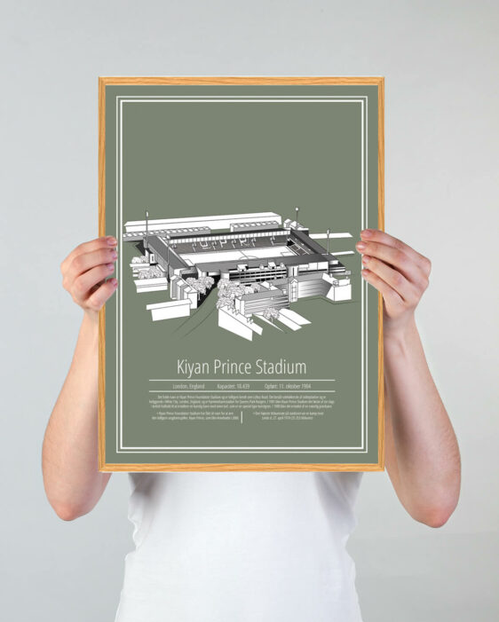 Queens Park Rangers fodbold plakat med grøn baggrund. Denne plakat med Queens Park Rangers viser det flotte stadion