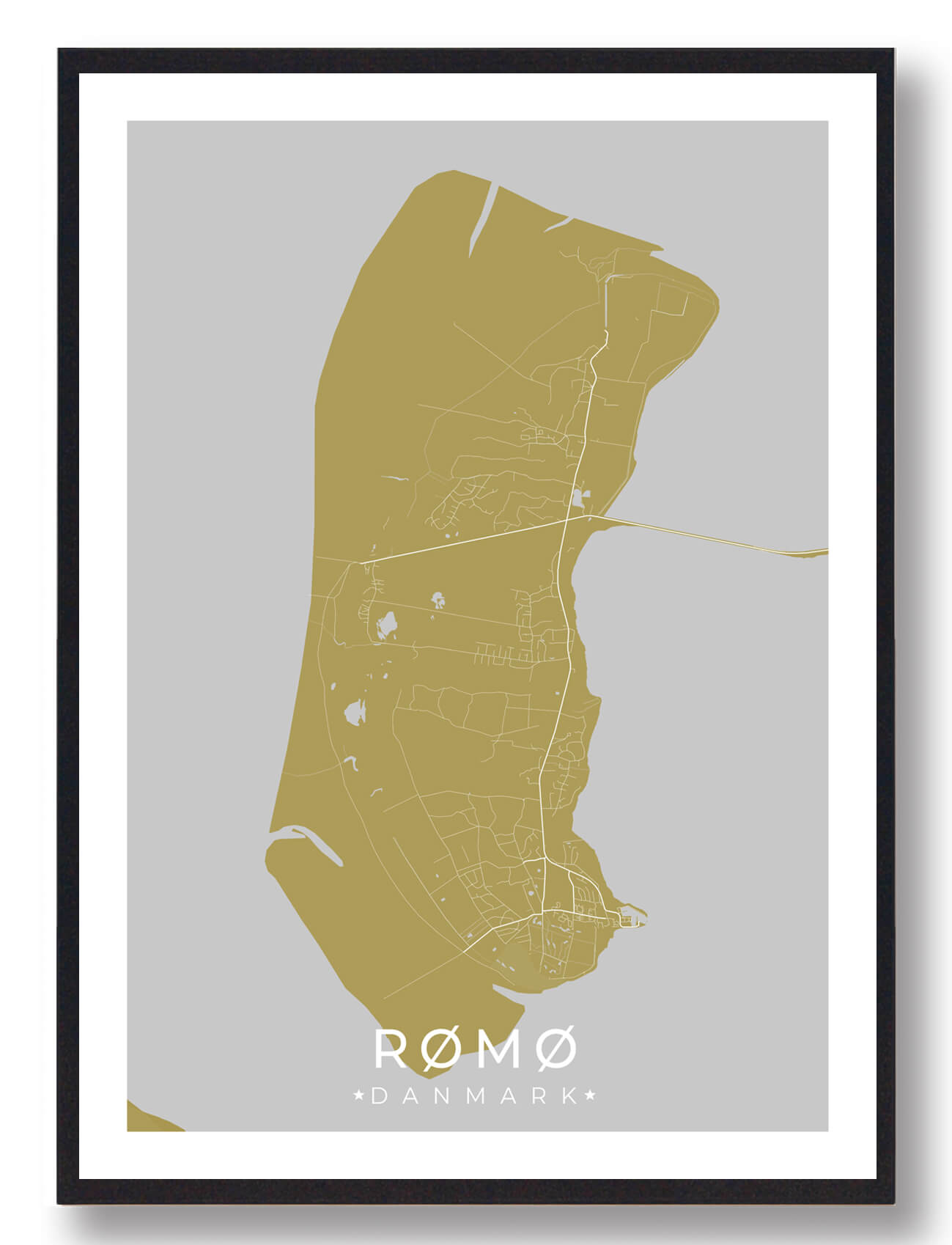 Rømø plakat - gul (Størrelse: S - 21x29,7cm (A4))