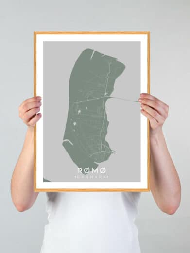 Rømø plakat i grøn. Stilfuld byplakat af Rømø, Danmark, i en moderne mintgrøn farve. Perfekt til at bringe ferieminder frem.