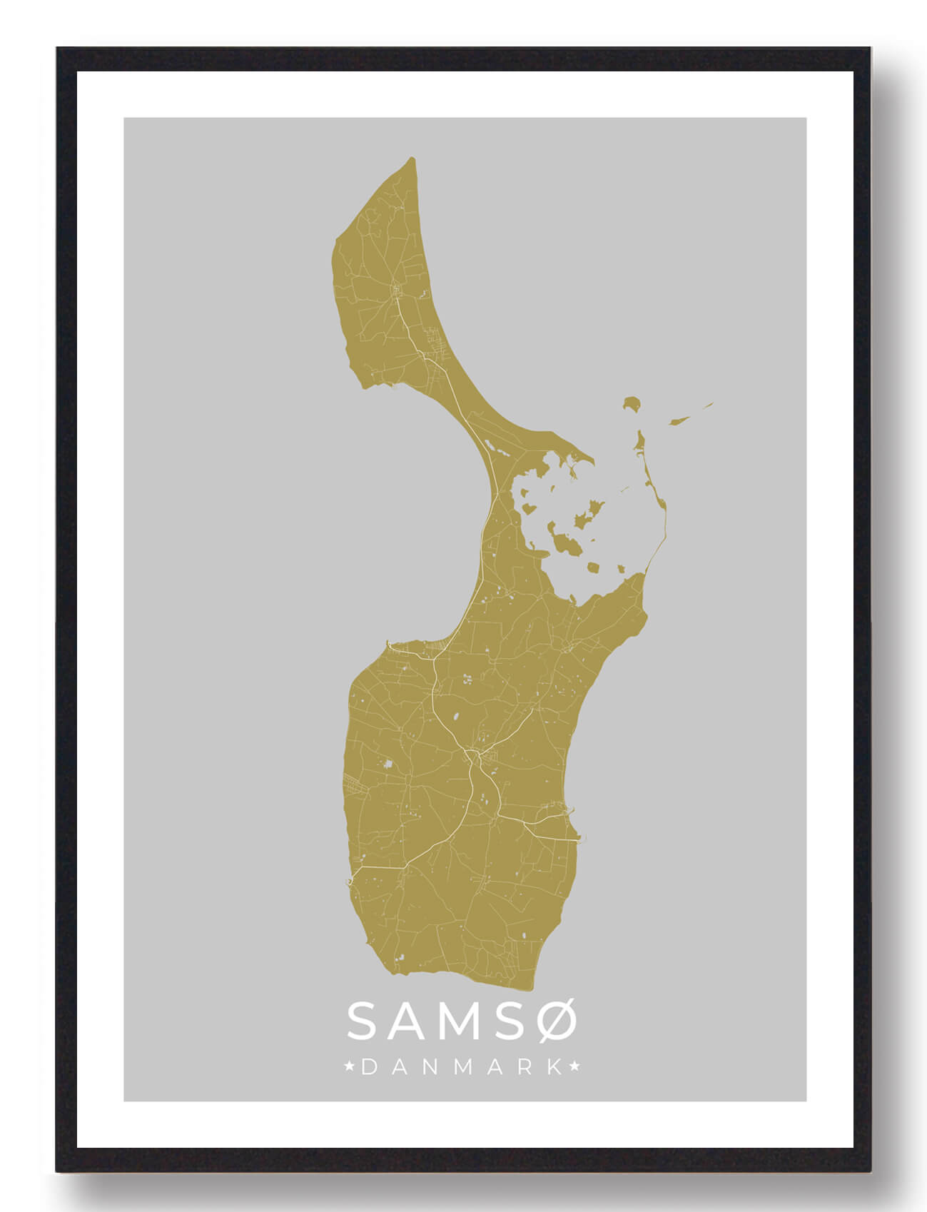 Samsø plakat - gul (Størrelse: S - 21x29,7cm (A4))